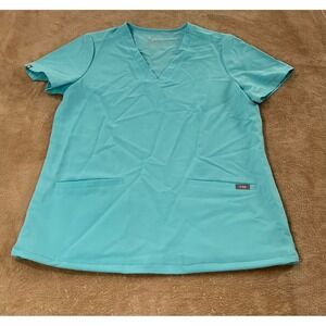 FIGS Casma Scrub Top size S Teal pocket V-Neck Technical Collection FW1100